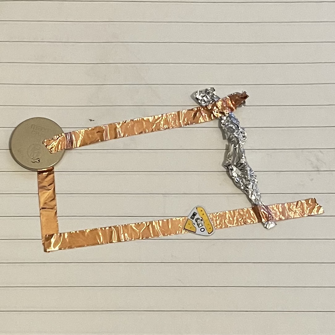 I tried another conductive material: foil