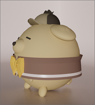 The side view of the dog plush model