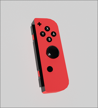 The rendered switch controller model, more of a front view. You can clearly see the button arrangements