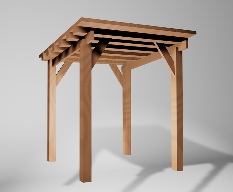 The 3D model of the wooden canopy.